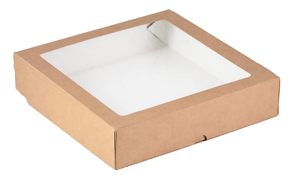 картинка Коробка с окном крафт (20х20х4 см) магазин Winner являющийся официальным дистрибьютором в России 